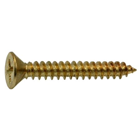 Midwest Fastener Wood Screw, #9, 1-1/4 in, Plain Brass Flat Head Phillips Drive, 25 PK 69872